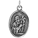 Sterling Silver St. Andrew Carrying a Cross Oval-shaped Medal Pendant, 7/8" (23mm) tall