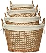 Willow Oval Laundry Baskets With Cotton Liners Set / 4, Large= 22"L x 13 1/2"H x 17 1/2"W