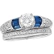 14K White Gold Sapphire and Diamond Wedding Set Semimount - CENTER STONE NOT INCLUDED