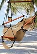 New Deluxe Tan Sky Air Chair Swing Hanging Hammock Chair W/ Pillow & Drink Holder