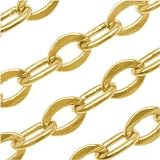 51keRyUqEwL. SL160  Bright 22K Gold Plated Flat Oval Cable Chain 6mm   Bulk By The Foot