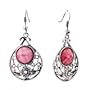 Vintage July Red Round Stone Chipstone Dangle Earrings