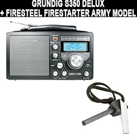 Grundig GS350 Deluxe AM/FM Shortwave Radio with BONUS Firesteel Firestarter