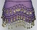 3 Rows Belly Dance Scarf - Purple Gold Coins