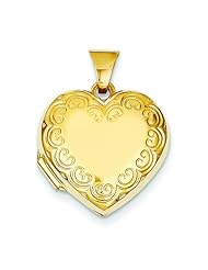 14K Yellow Gold Domed Heart Locket Pendant Jewelry