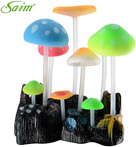 Saim® Glowing Effect Artificial Mushroom for Fish Tank Decorative Aquarium Ornament