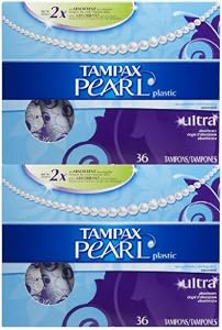 Tampax Pearl Ultra, Plastic Applicator, Unscented Tampons-36 CT