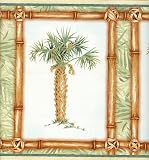 Teal Framed Palms Wallpaper Border