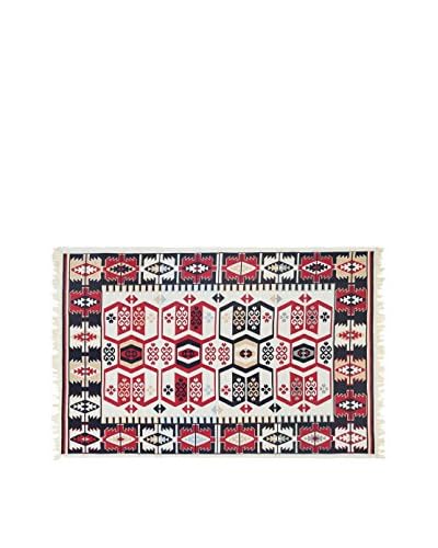 Tapis a Porter Tappeto Doubleface Osman Rosso/Avorio/Multicolore 80 x 200 cm