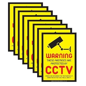 8 x CCTV Warning Security Stickers Signs for Internal or External use