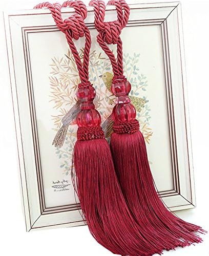 One Pair European Style Curtain Tassel Tiebacks Luxurious Curtain Buckles Holders Home Decor (Red)