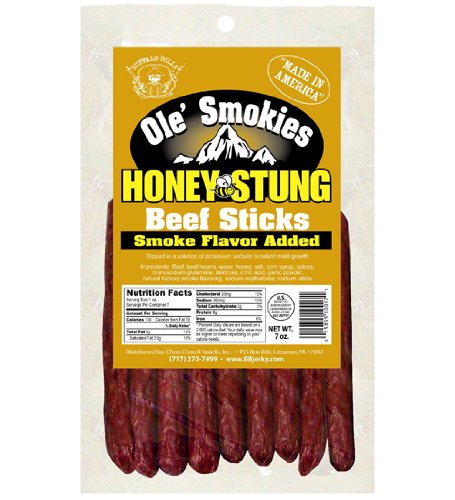 Buffalo Bills 7oz Honey Stung 6 Ole' Smokies Pack (9 beef sticks per bag) by Choo Choo R Snacks, Inc.