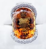 18k White Gold Citrine and Diamond Palmiero Jewellery Design Ring
