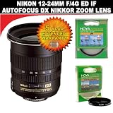 Nikon 12-24mm f/4G ED IF Autofocus DX Nikkor Zoom Lens + Warranty & CPL & UV Filters