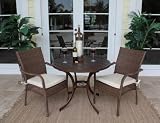 Grenada Patio 3 Piece Slatted Table and Arm Chair Bistro Dining Set