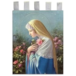 Church Banner - Mystical Rose - Cotton Canvas with Archival Inks and UV Coating - Border Rings for Rod Hanging. Print Size 24"x36"