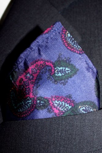 Paisley Indigo Silk Pocket Square
