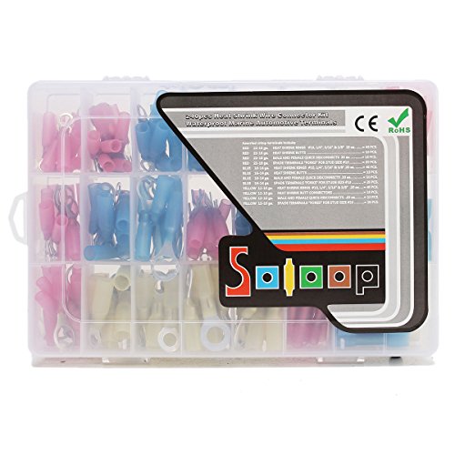 SOLOOP 240pcs Heat Shrink Wire Connector Kit Waterproof Marine Automotive Terminals Set