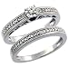 Sterling Silver Vintage Style 2-Pc. 9-Stone Diamond Engagement Ring Set w/ 0.10 Carat Brilliant Cut Diamonds (Available in Sizes 5 to 10), size 6 Sales