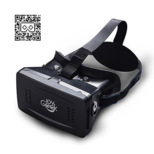 Google Cardboard,JoyGeek 3D Glasses VR Virtual Reality Glasses Video Movie Game Helmet for 3.5-6" Inch Cellphones Apple iPhone 4/4s/5s/6 and Android Smartphones with Head-Strap and Magnet(Black)