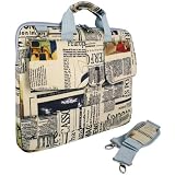 Lemix (LTC-N) Newsprint style slim netbook bag / compact laptop multi-pocket bag. Suits Macbook and netbooks including those from Acer, Asus, Dell, HP, Lenovo, Samsung and Sony (fits upto 14.1 inch)