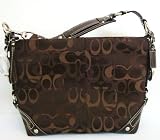 Authentic Coach Optic Signature Carly Tote Shoulder Bag 13980 Choco