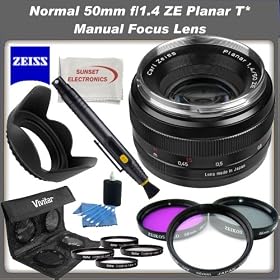Zeiss Planar T* 50mm F/1.4 ZF.2 Lens for Nikon F-Mount Cameras + SSE Lens Care Kit: Includes - 3 Piece Professional Filter kit (UV,CPl,FLD) 4 Piece Macro Close-Up Kit (+1+2+4+10) Lens Cleaning Pen, Tulip Lens Hood, Lens Maintenance Kit & SSE Micro Fiber Cleaning Cloth