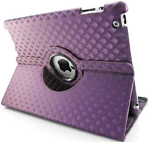 SYC® 360 Degree Rotating iPad 2/3 Case: Folio Convertible Cover Multi-angle Vertical and Horizontal Stand with Smart On/Off for the Apple iPad2 (iPad 2/3, #9370DB)