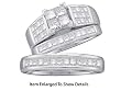 Stunning 3 Pc.14k. White Gold 1.66 Ct. Princess Cut Diamond Trio Wedding Set For Him and Her