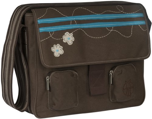 Lassig Fashion Messenger Eco-Friendly Diaper Bag, Flower Stripe Choco
