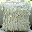 Featured in Country Living Magaine - Vintage - Throw Pillow Covers - Satin Pillow Cover In Ivory Satin Ruffles