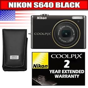 Nikon Coolpix S640 12.2MP Digital Camera with5x Wide Angle Optical Vibration Reduction (VR) Zoom and 2.7-inch LCD (Calm Back) Package 1