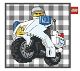 LEGO 100222 TEXTILE COUSSIN CITY POLICE MOTO - COULEUR GRIS 45cm x 45cm