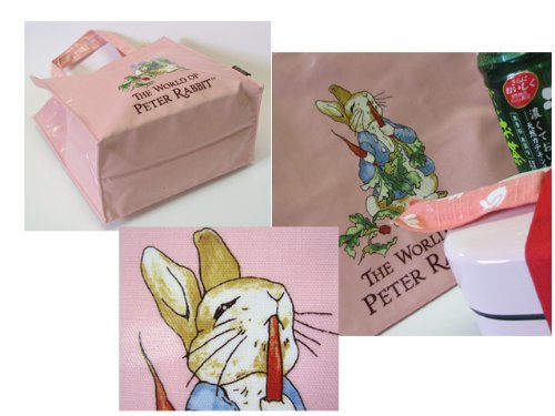 【PETER RABBIT】ピーターラビット・コットンプリントビニールトートバッグ★中★ピンク