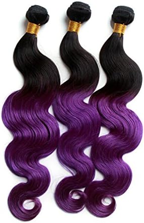 One Bundle 7A Grade Fashion Bloack Purple ombre two tone body wave hair weaving weft extension women ombre hair weave virgin human hair extension 50 Gram