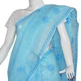 Blue Sari Cotton Chikan Embroidered (chsari123)