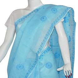 Blue Sari Cotton Chikan Embroidered (chsari123)