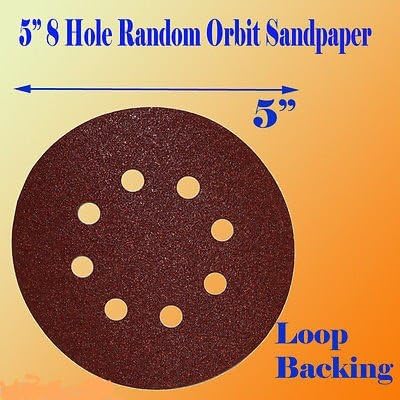 5" 8 Hole 320 Grit Sand Disc Paper Random Orbit Hook and Loop Velcro Sander Fine