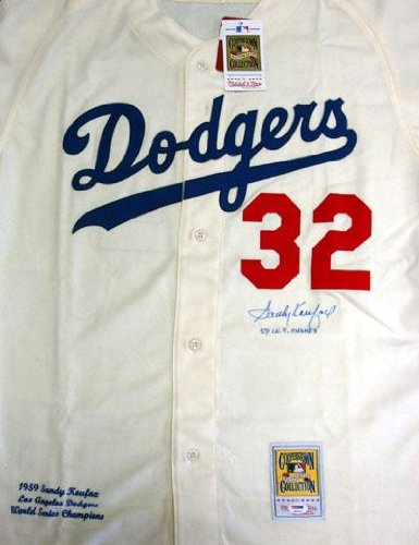 Signed Sandy Koufax Jersey - Mitchell & Ness Home 59 WS Champs PSA DNA #P00115 - Autographed MLB Jerseys