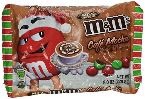 M&Ms Cafe Mocha Red and Green Colored, Holiday Edition, 8 Oz Each - Two Bags