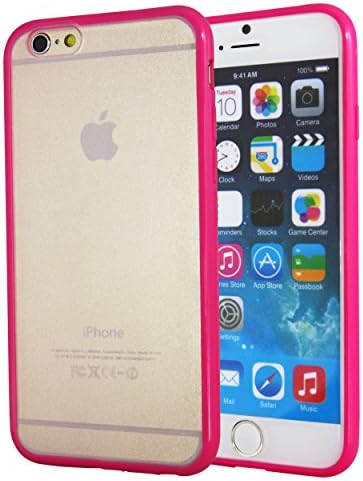 TOTALLEE Frostback Hybrid iPhone 6 (4.7 inch) Scratch Resistant Matte Clear Hard Back with Bumper (Hot Pink)