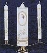 3-pc Wedding Candle Set with Brass Base