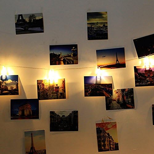 Photo Clip String Lights 20 LED 2.5M 2 Modes Battery Operated Peg Fairy Lights Perfect for Home decoration, Hanging Pictures, Notes, Artwork, Party Wedding Decor (Warm white)