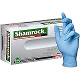 Shamrock 30312-M-bx Medical Grade Examination Glove, Nitrile Rubber, 4 mil - 4.5 mil, Powder-Free, Textured, Latex Free and Allergy Free, Non Sterile, Medium, Blue (Pack of 100)