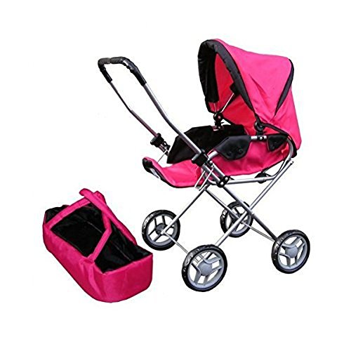 Doll Bassinet Stroller with Travel Carry Bag for 18 Inch Doll