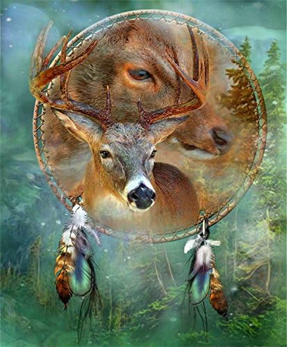 wwseven Deer DIY Diamond Painting Kit for Kids, Crystal Diamond Painting,the Best Gift for Kid's Birthday 14x16 Inch