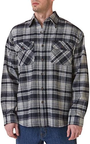 Teflon Men's Apparel LS Brawny Plaid Flannel Shirt, 3X-Large, Grey Blue