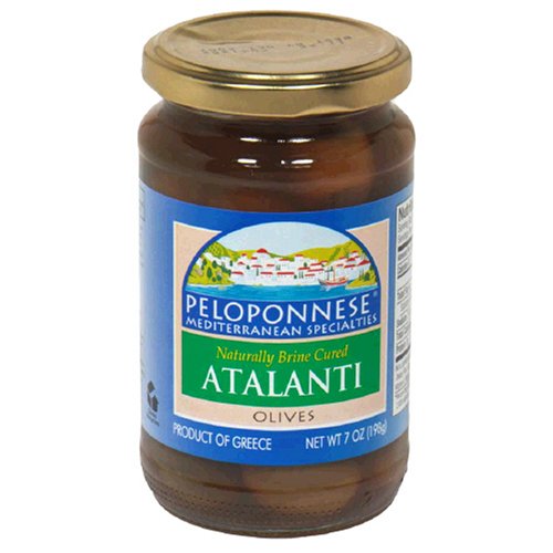 Peloponnese Atalanti Olives, 7-Ounce (Net Weight) Glass Jars (Pack of 6) by Peloponnese
