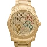 Mens Gold Diamond Watch, Just Bling Mens Rock Star Gold-Tone Diamond World Map Watch
