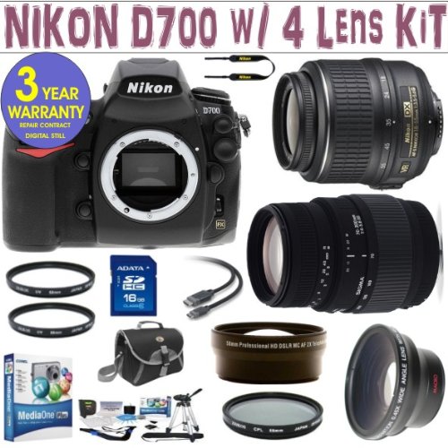 BRAND NEW NIKON D700 (IMPORT) w/ NIKON 18-55 VR LENS + SIGMA 70-300 DG MOTOR LENS + 2X LENS + .45X SUPER WIDE ANGLE LENS + 16 GIG MEMORY CARD + 3 YEAR CELLTIME WARRANTY